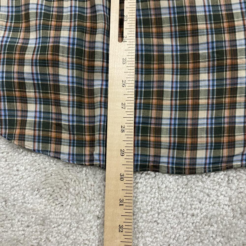 VTG 70s Campus Shirt Mens L Green Brown Plaid Button Up Rugged Country Thin - Picture 6 of 7